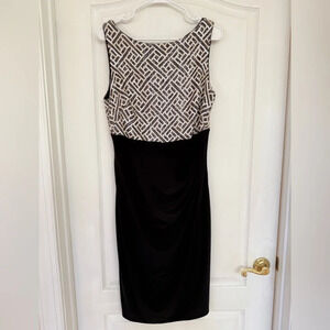 Lauren Ralph Lauren Evening Sequin Cocktail Dress Black White $220 Pristine
